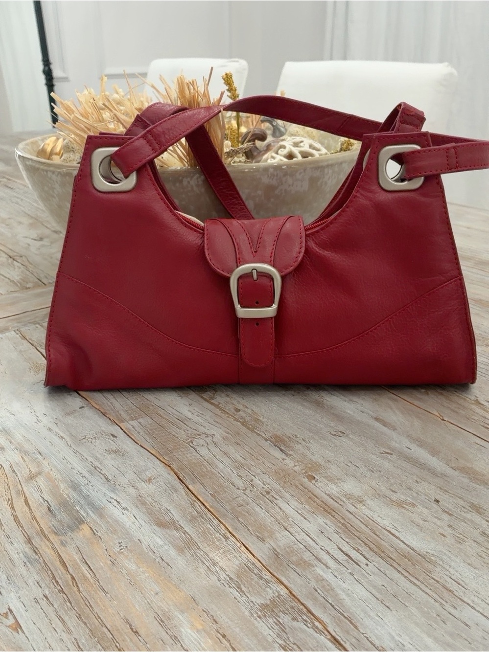 Blloom Genuine Leather Red Shoulder Bag | Vintage Y2K Leather Handbag